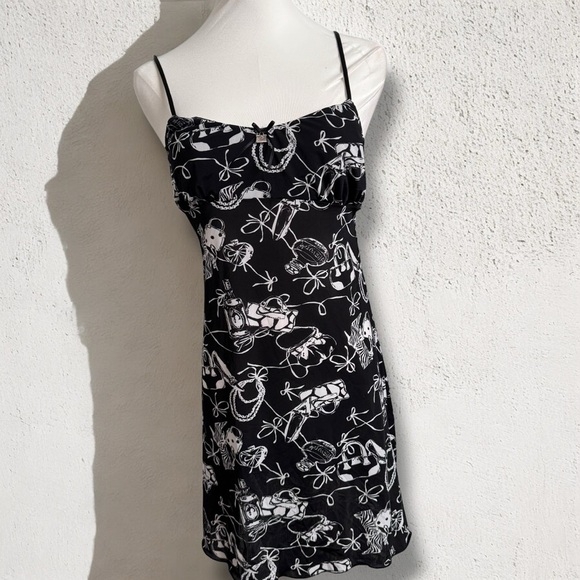 Vintage Italian Made Parisian Slip Dress bow coquette goth diva grunge M - Picture 1 of 7